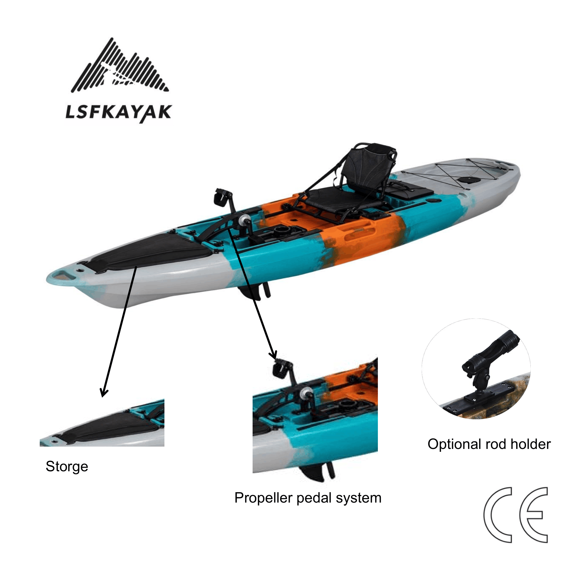 Fishing Kayak Pedal Drive - Mirage Propel 12ft PRO Pedalantrieb-Angelkajak mit